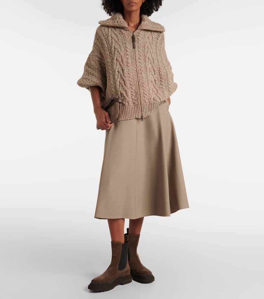Wool midi skirt