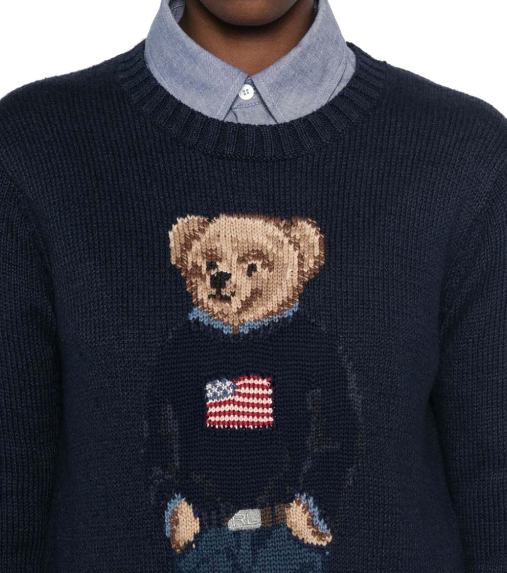 Navy Graphic Crew Neck Sweater