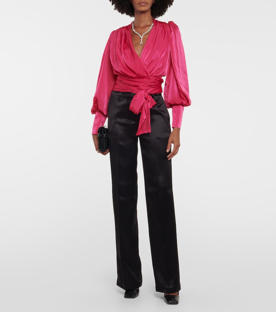 Mouglalis wrap satin blouse