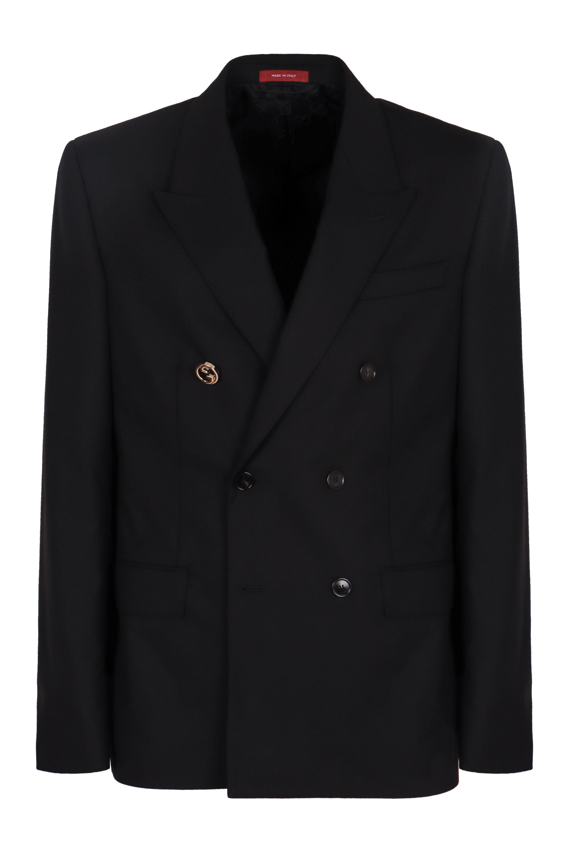 Double-Breasted Wool Blazer — Black