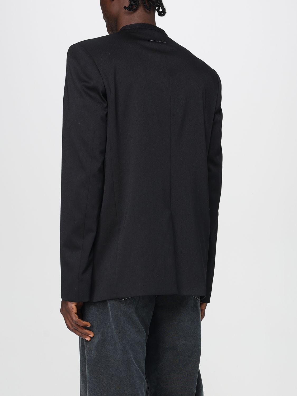 Single-breasted twill blazer - Black