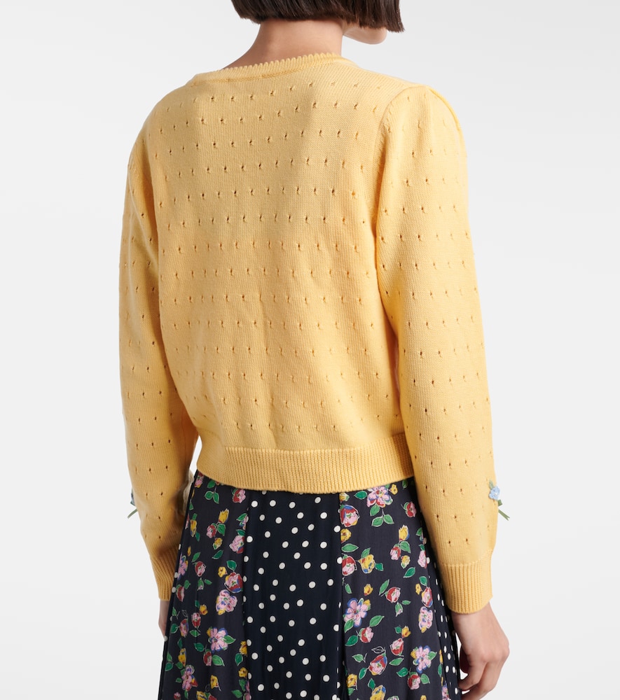 Merinda embroidered pointelle wool cardigan