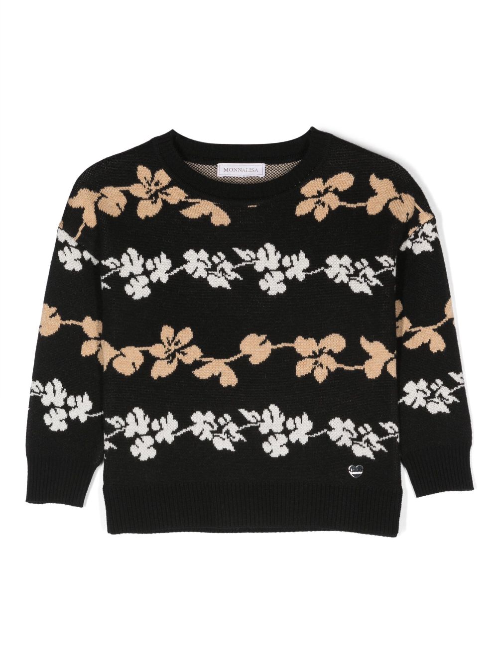 Floral-intarsia knit jumper - Black