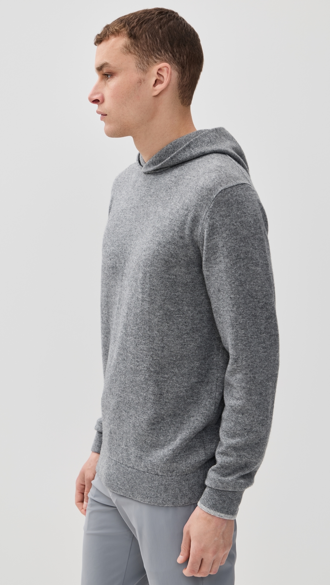 Greyson Koko Cashmere Blend Hoodie Sweater Smoke Heather