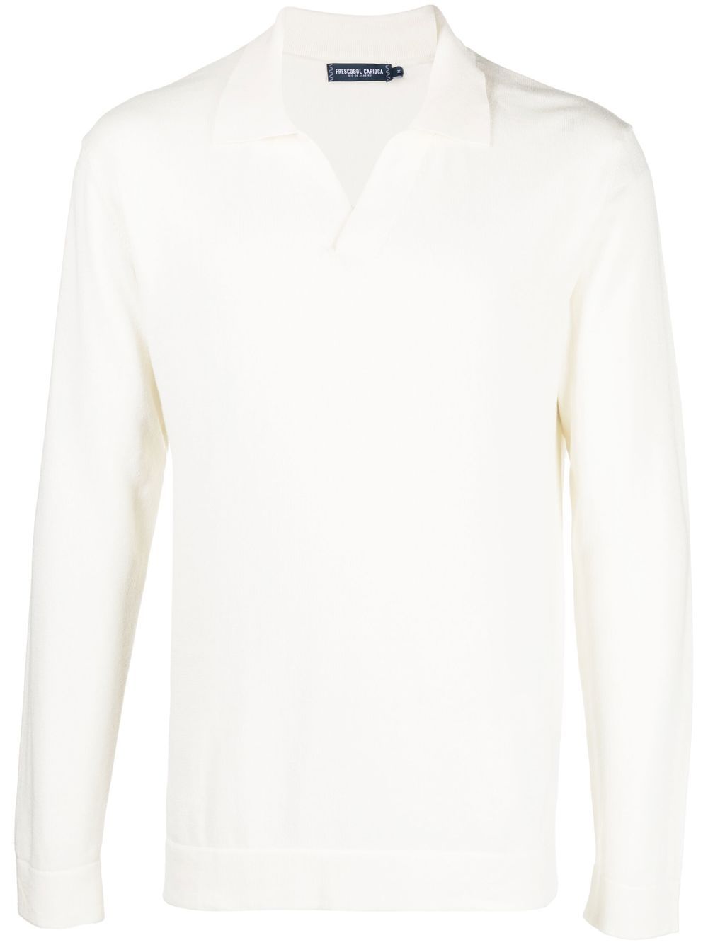 Knitted long-sleeve polo shirt - Neutrals