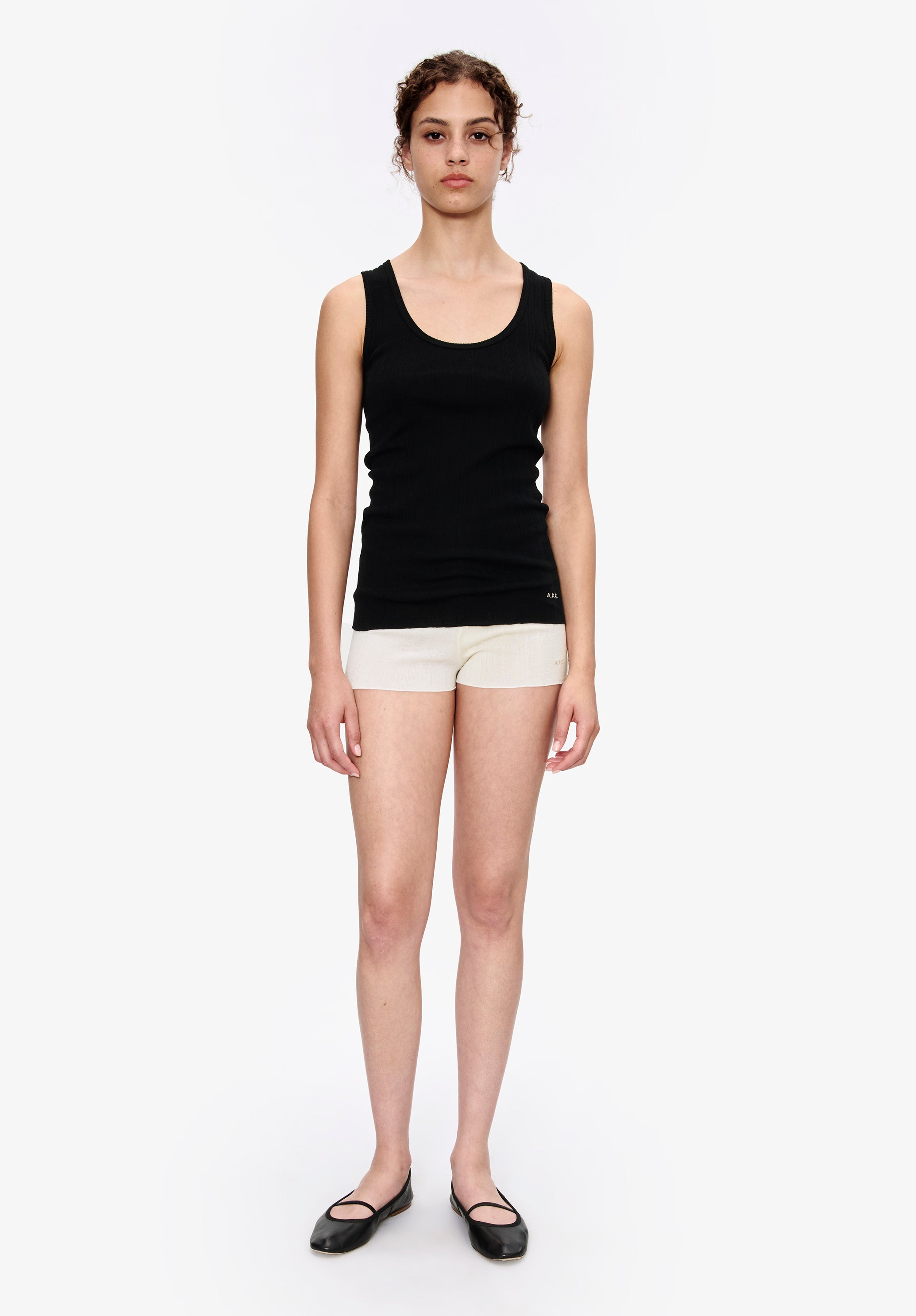 A. P.C. Women's Fitted Lisle thread tank top Size: Extra Small in Black