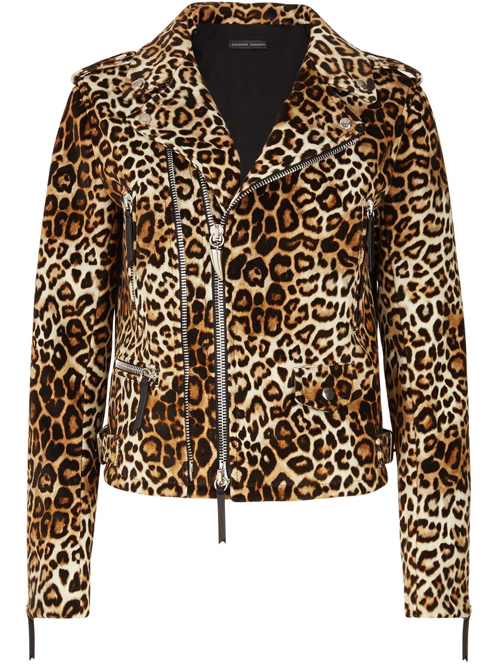 Amelia leopard-print biker jacket - Brown