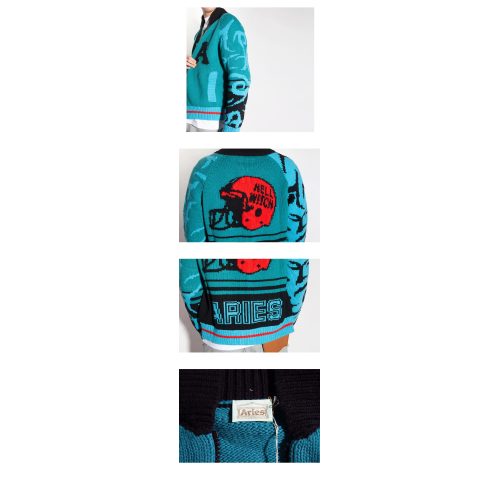 Logo-intarsia zip-up cardigan - Blue