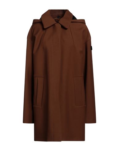 Peuterey Woman Overcoat & Trench Coat Brown Size 4 Polyester, Viscose, Elastane