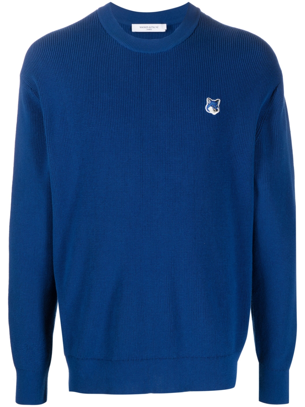 Logo-patch knit jumper - Blue