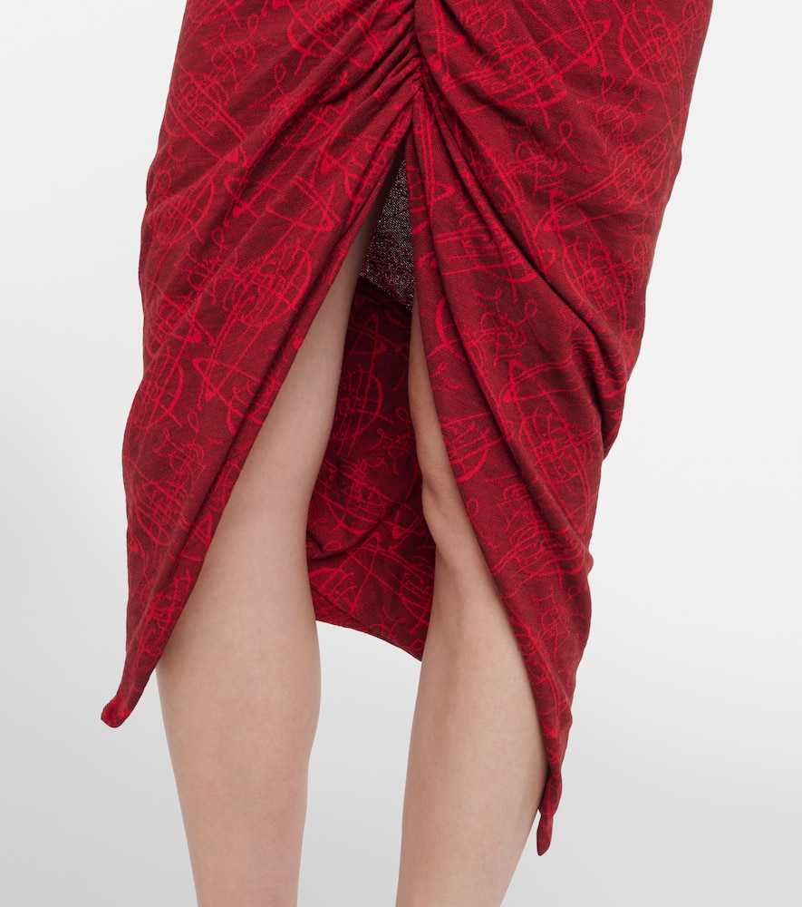 Pulling cotton jacquard midi dress