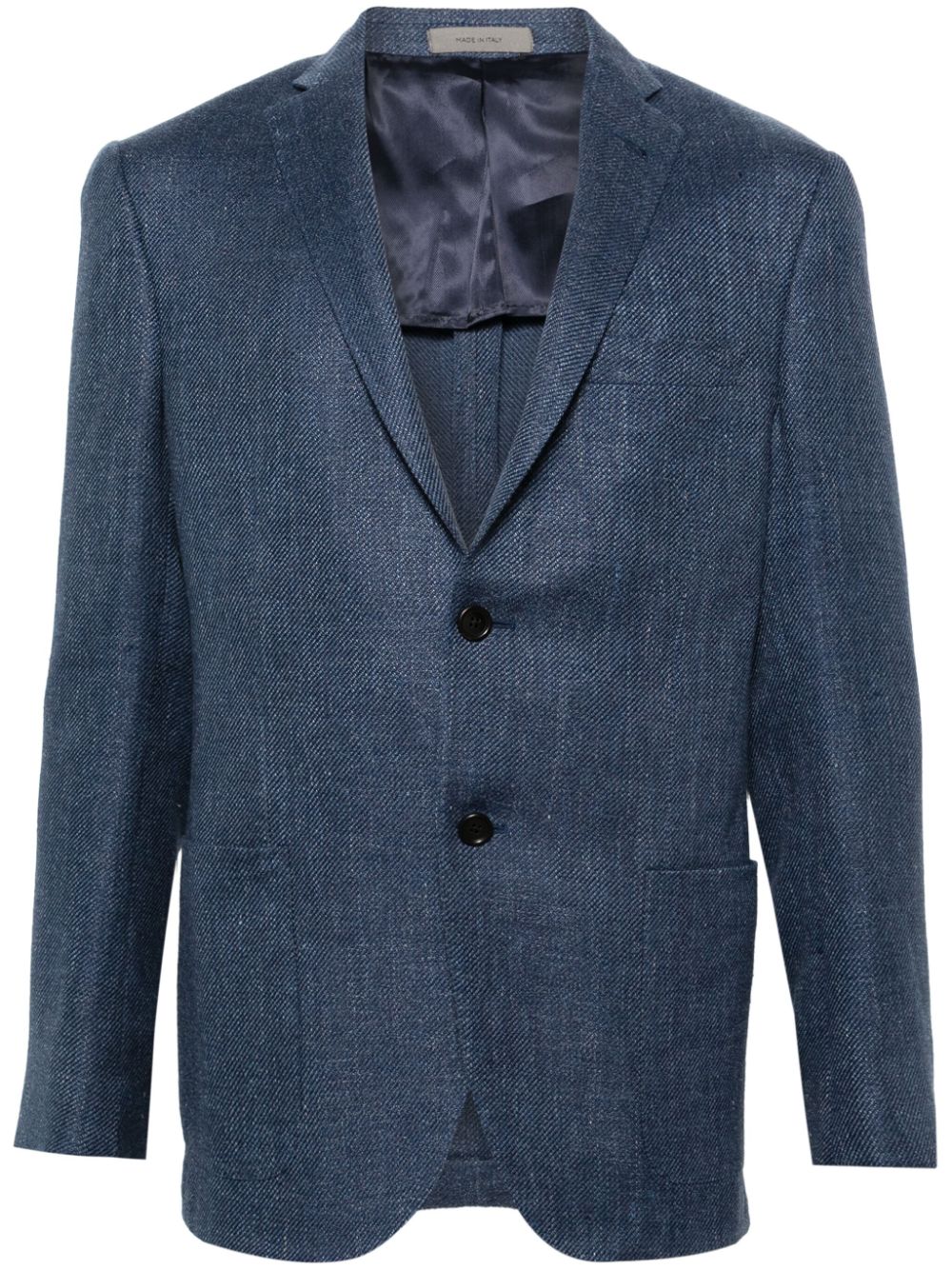 Single-breasted twill blazer - Blue