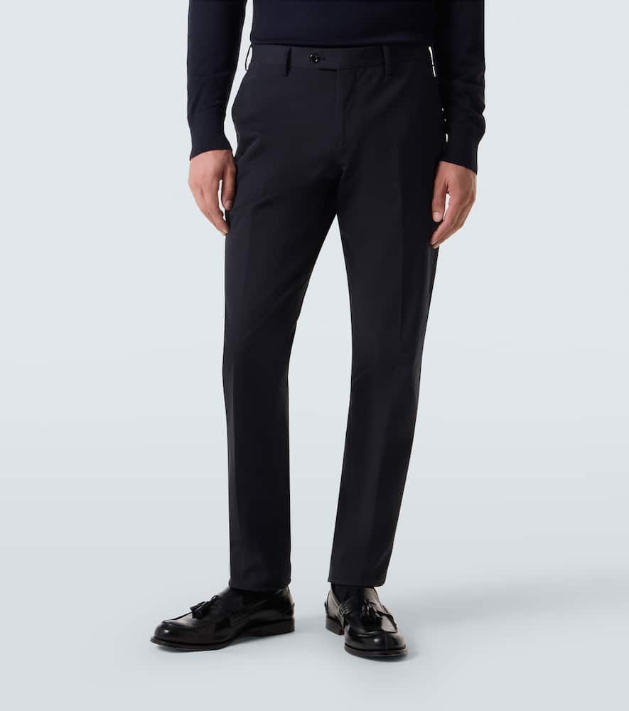 Cotton-blend slim pants