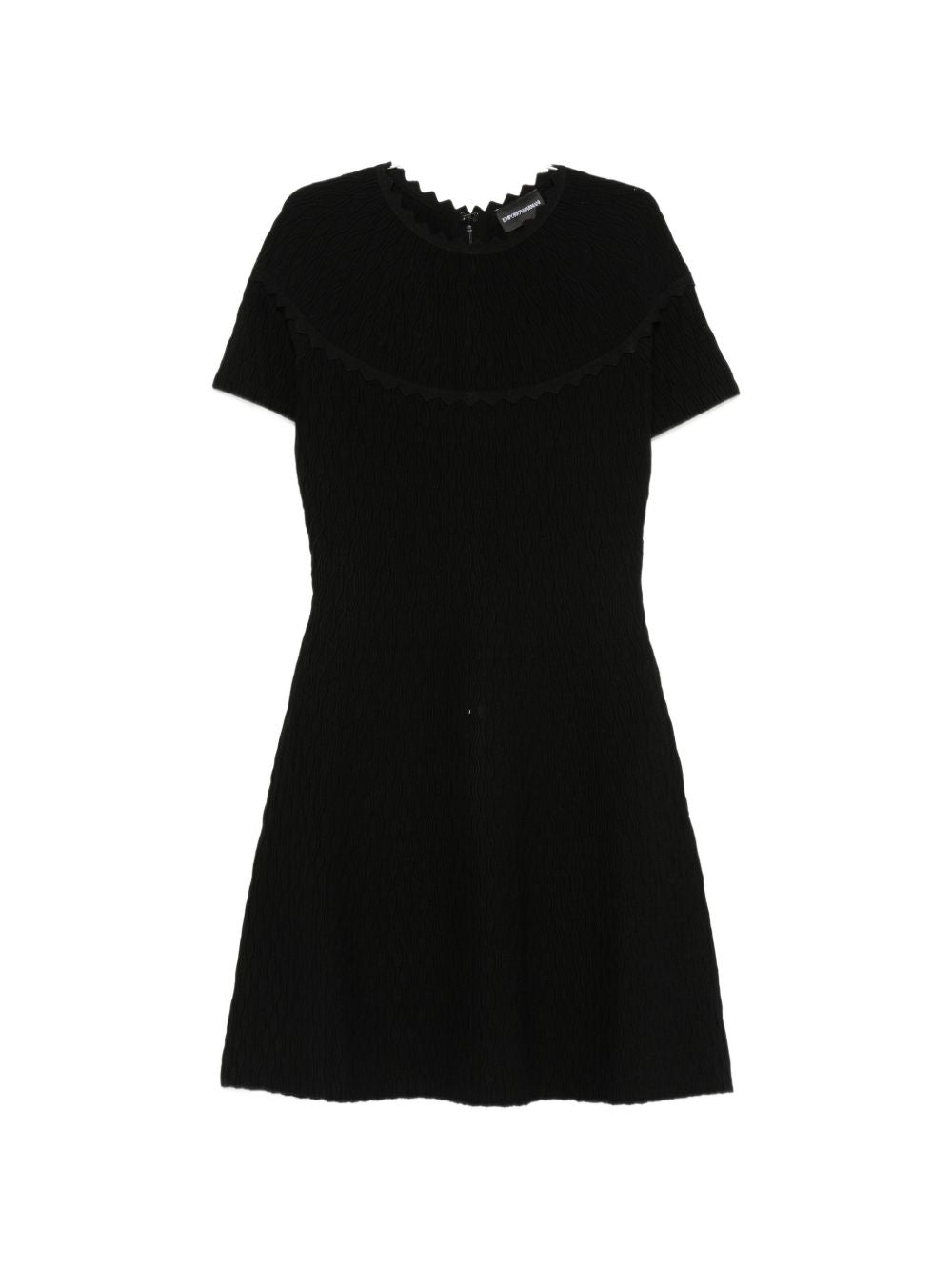 Scallop-Edge Textured Dress — Black