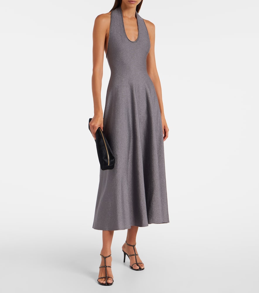 Melina halterneck lamé maxi dress