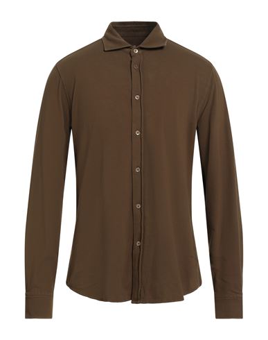 Man Shirt Khaki Size L Cotton, Elastane