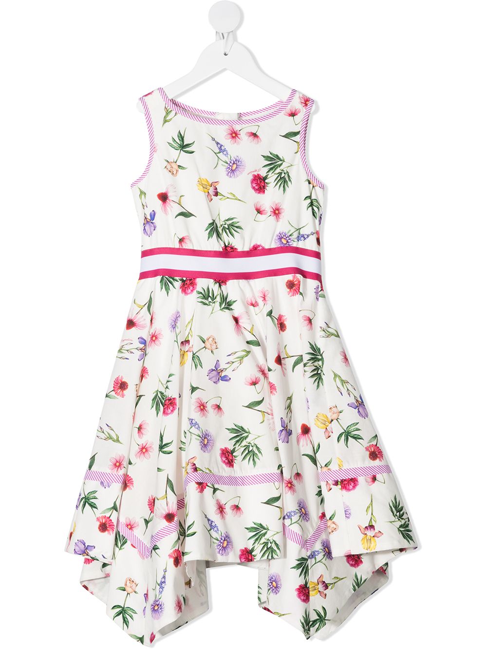 Floral print asymmetric dress - White