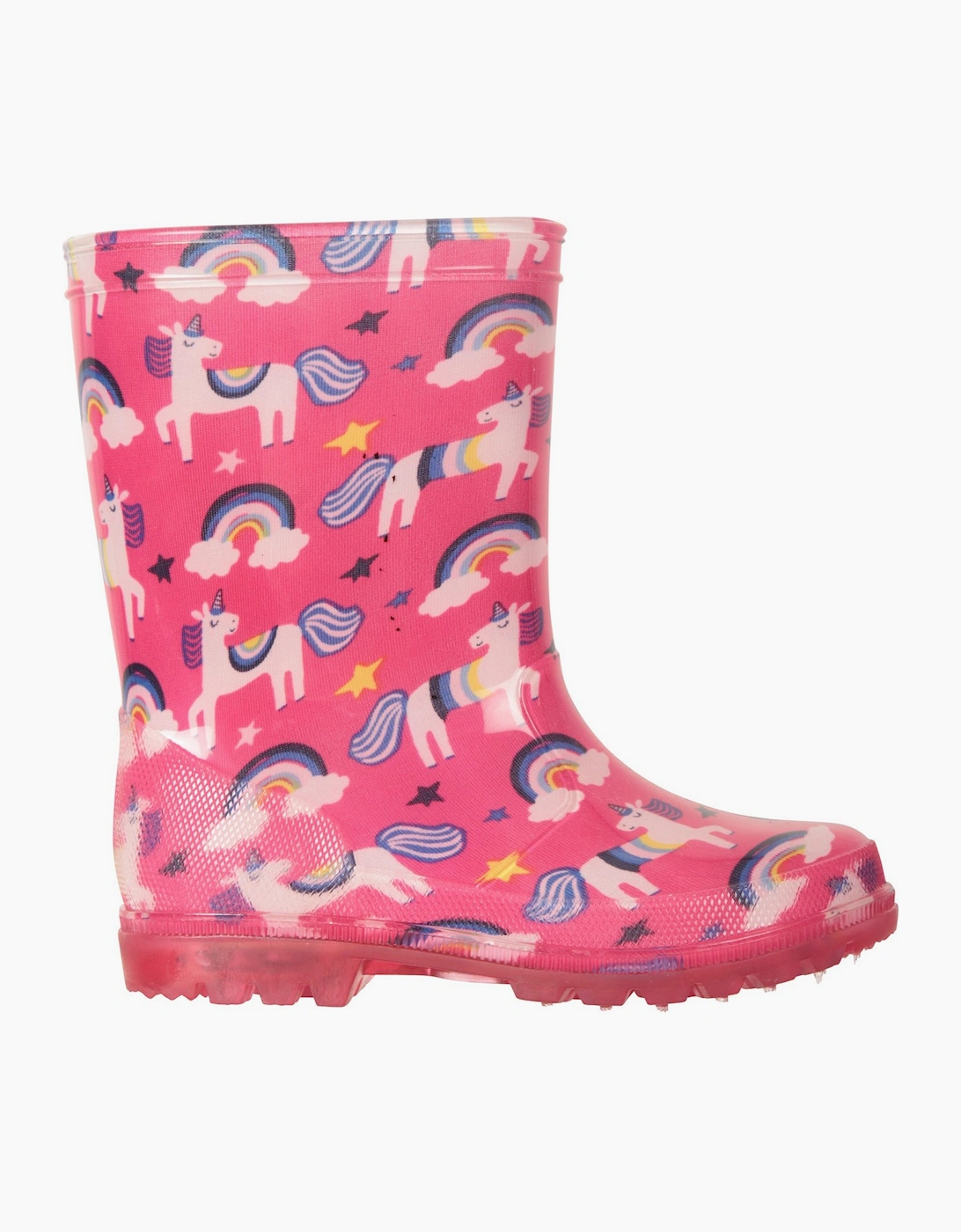Mountain Warehouse Childrens/Kids Splash Unicorn And Rainbow Light Up Wellington Boots - Pink