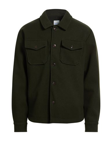 Man Shirt Dark green Size 44 Polyester