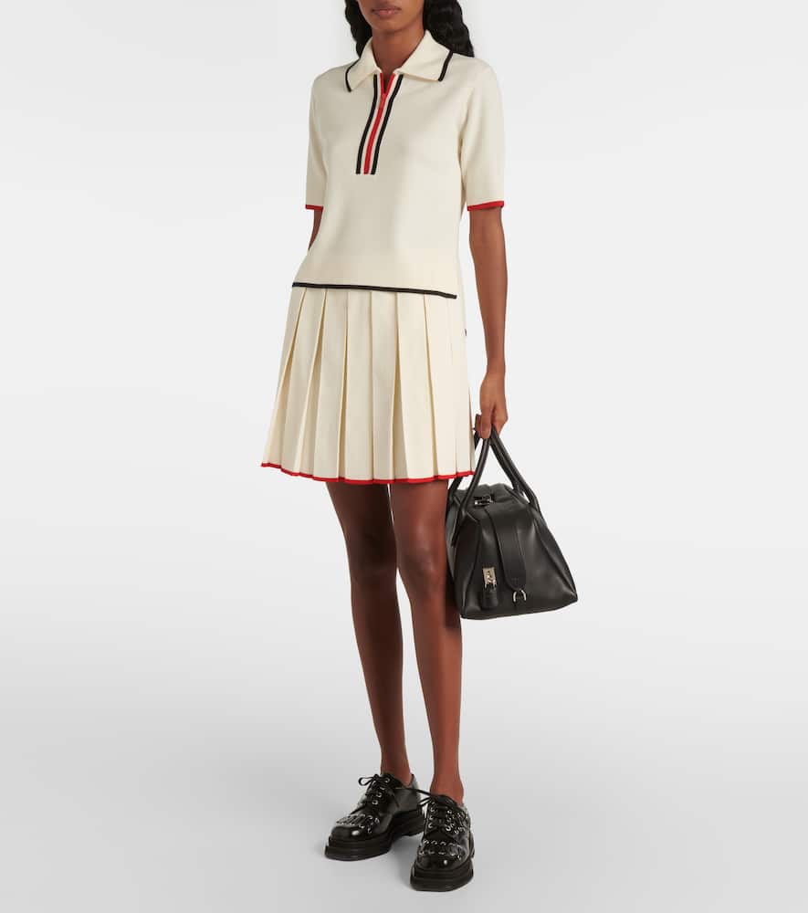Pleated wool-blend miniskirt
