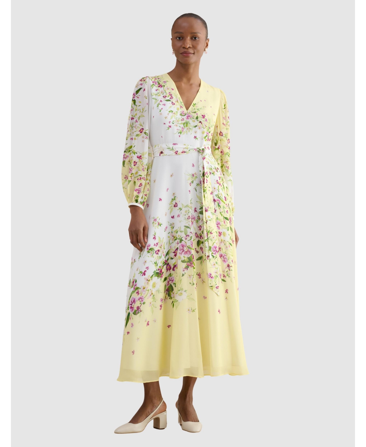Women's Ariel Silk Dress - Yellowmulti