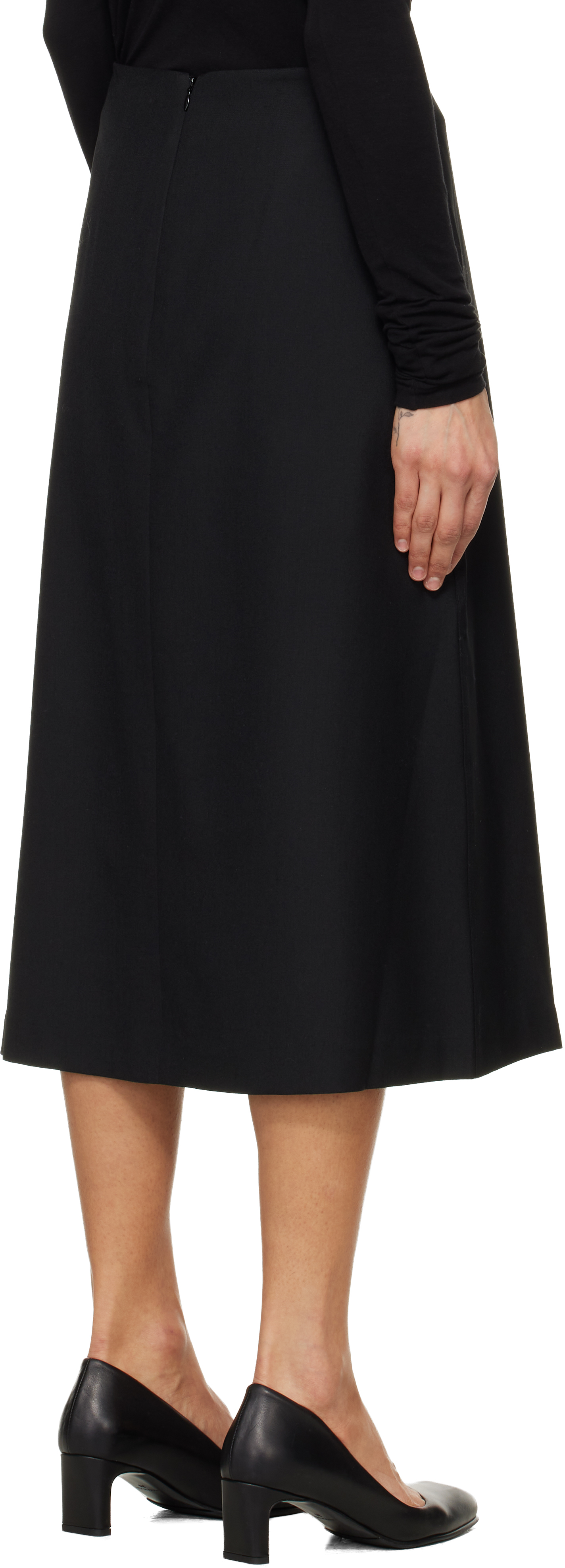 Black Wool Midi Skirt