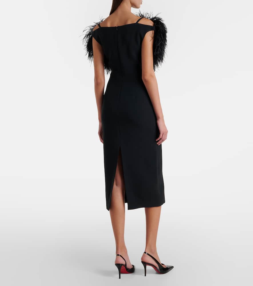 Feather-trimmed cocktail dress