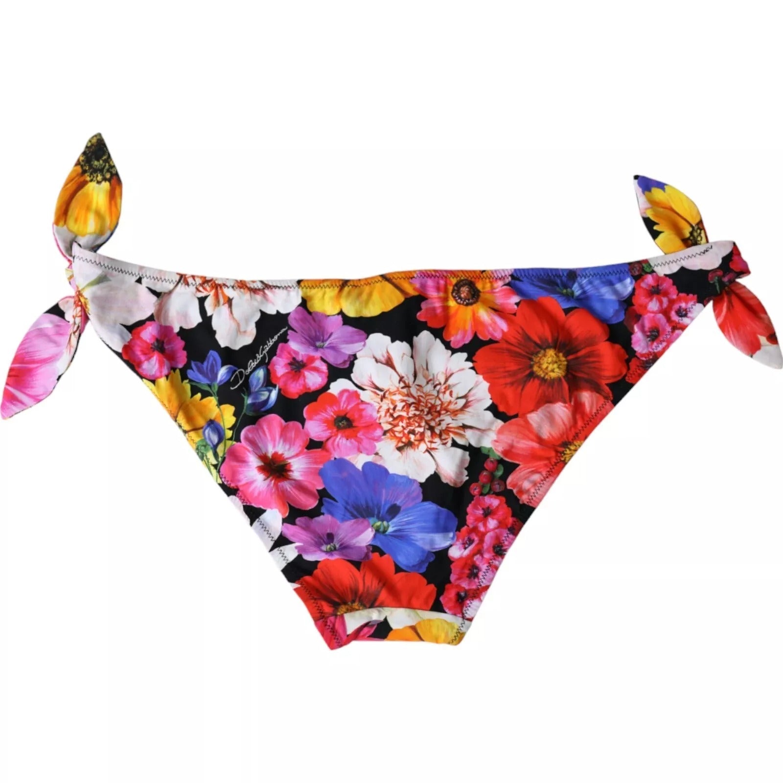 Floral Print Bikini Bottom — Black