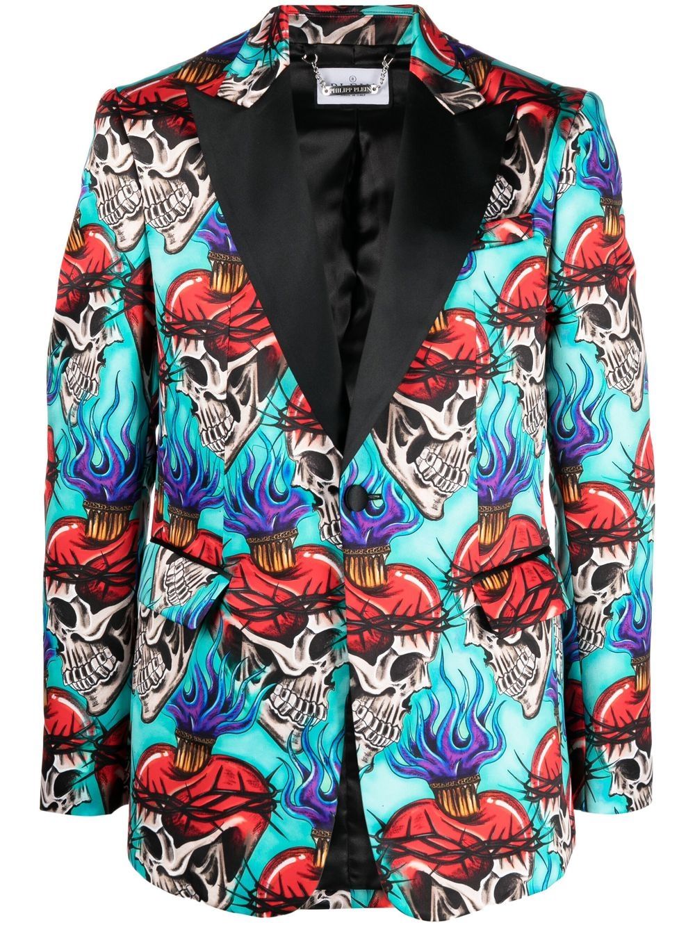 Skull-print blazer - Blue