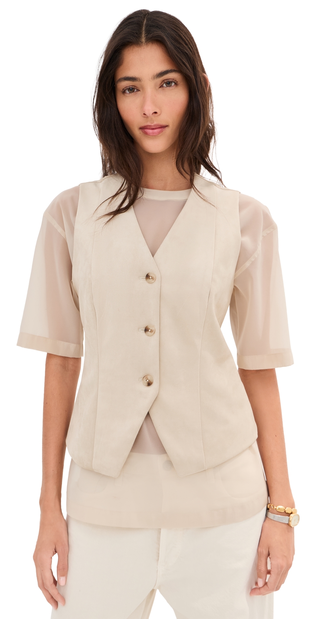Lottie Faux Suede Vest Feather Grey