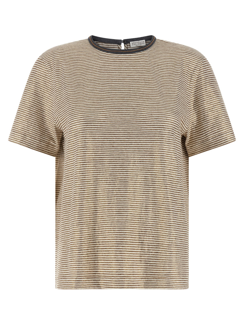 Shiny Collar Detail T-Shirt Multicolor