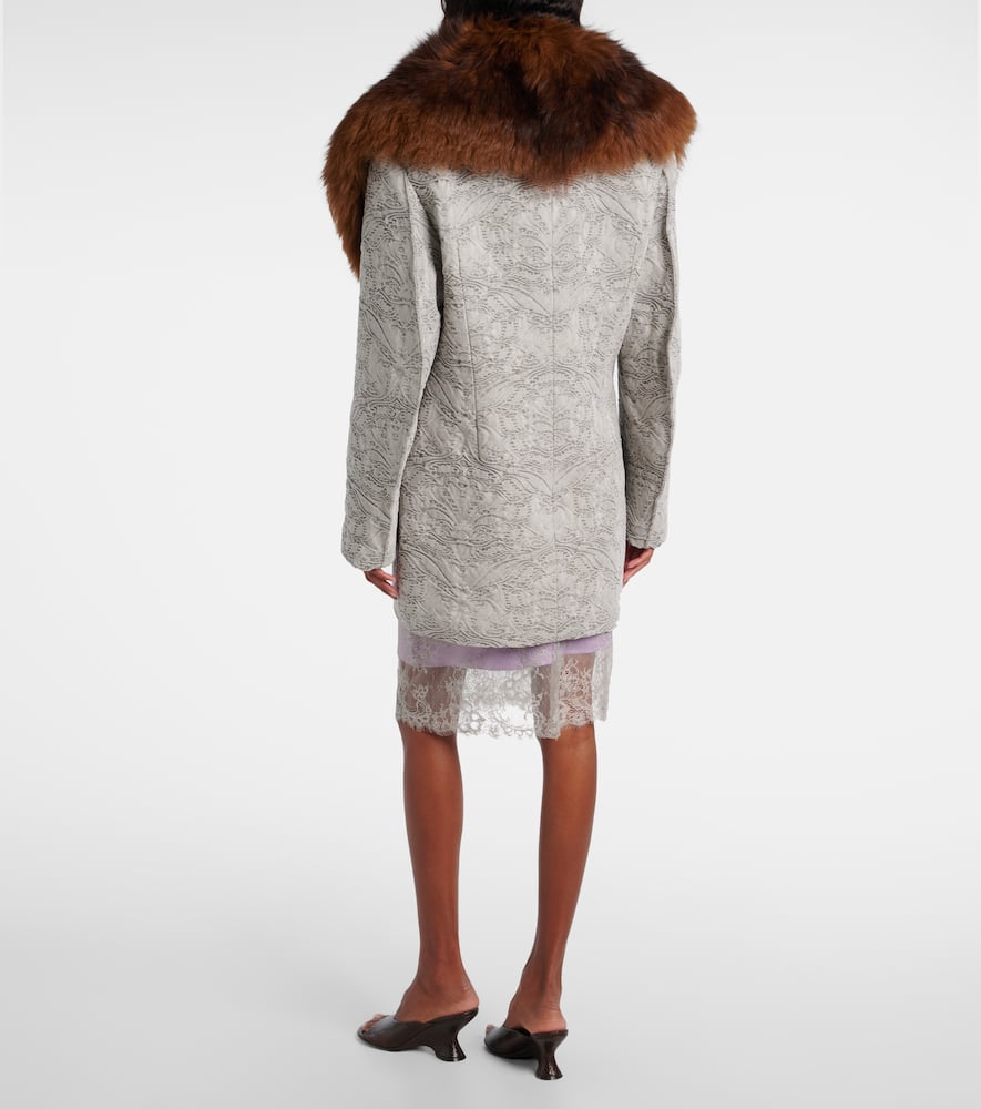 Shearling-trimmed cotton coat