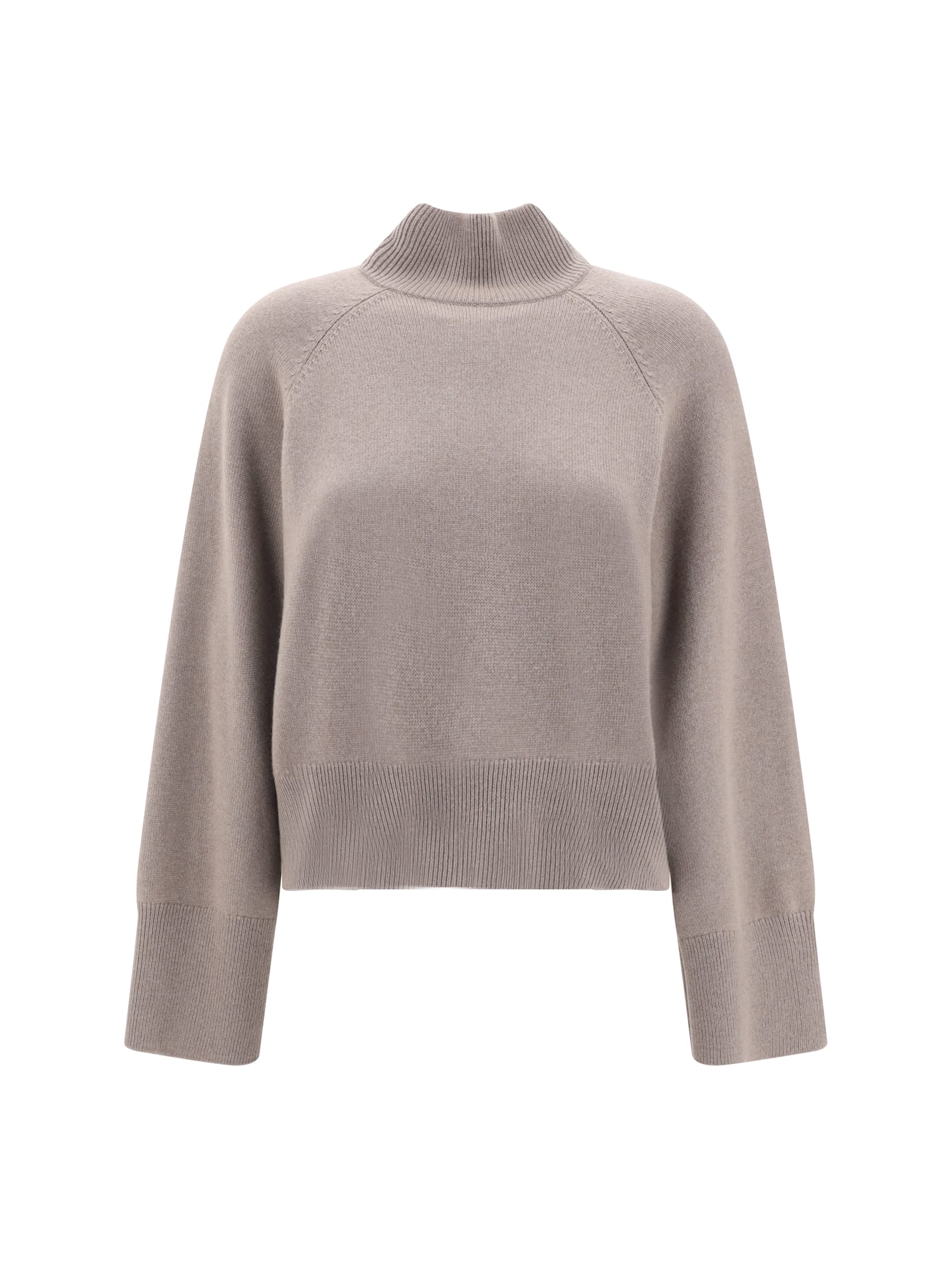 High-neck cropped sweater - Brown