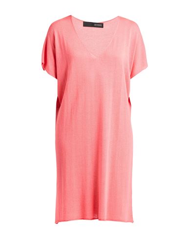 Woman Mini dress Coral Size L/XL Viscose, Linen, Cotton