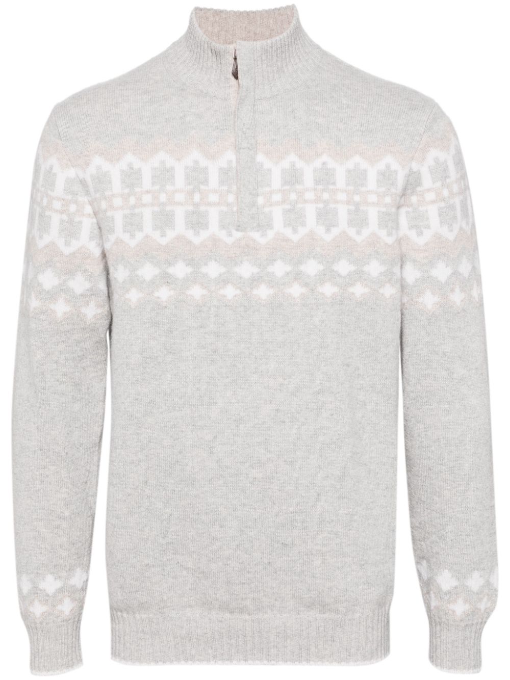 Jacquard cashmere jumper - Grey