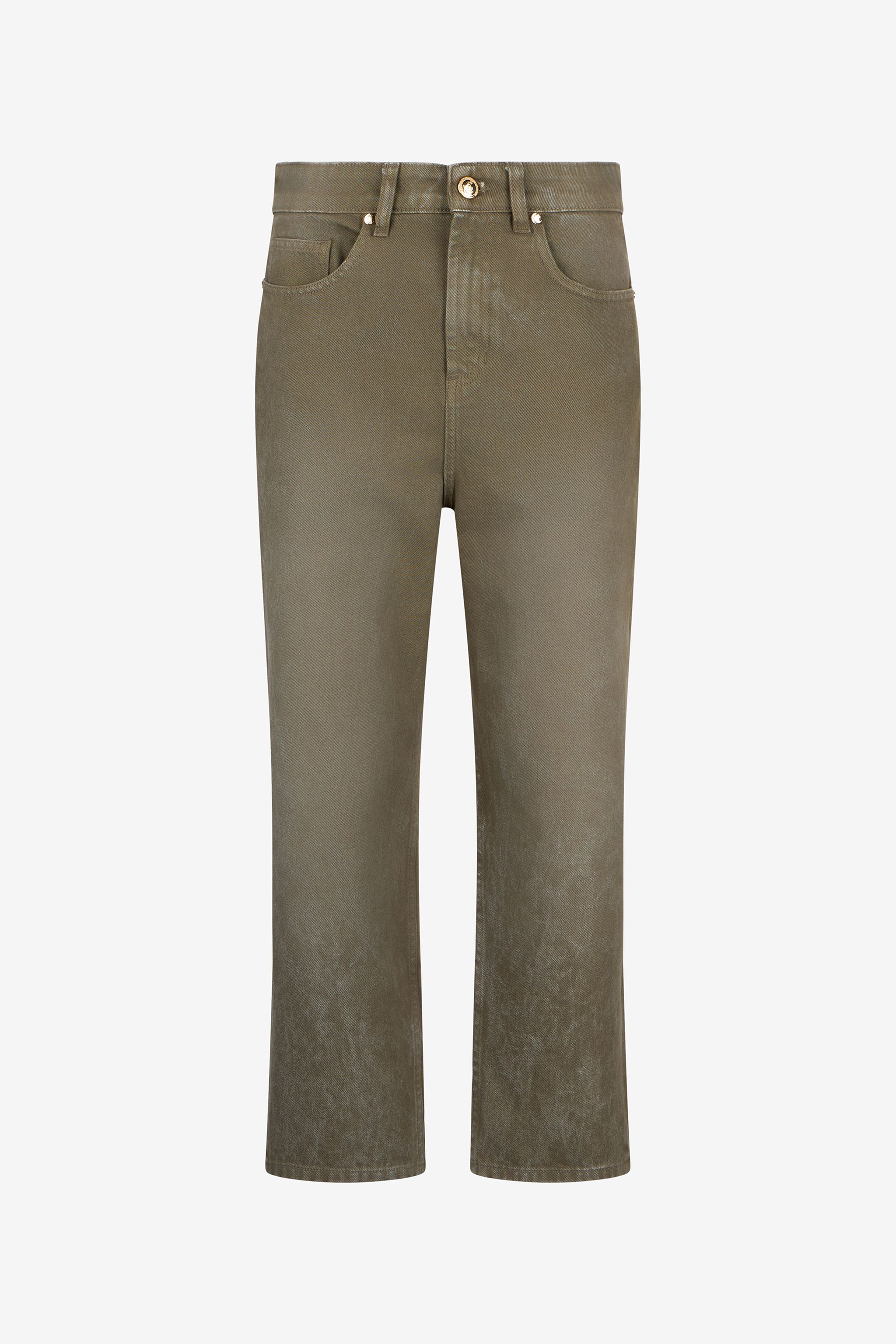 Olive Green Cropped Jeans