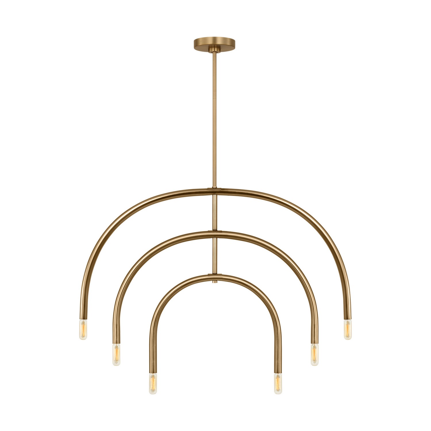 Satin Brass Six Light Chandelier from the Hadden Collection