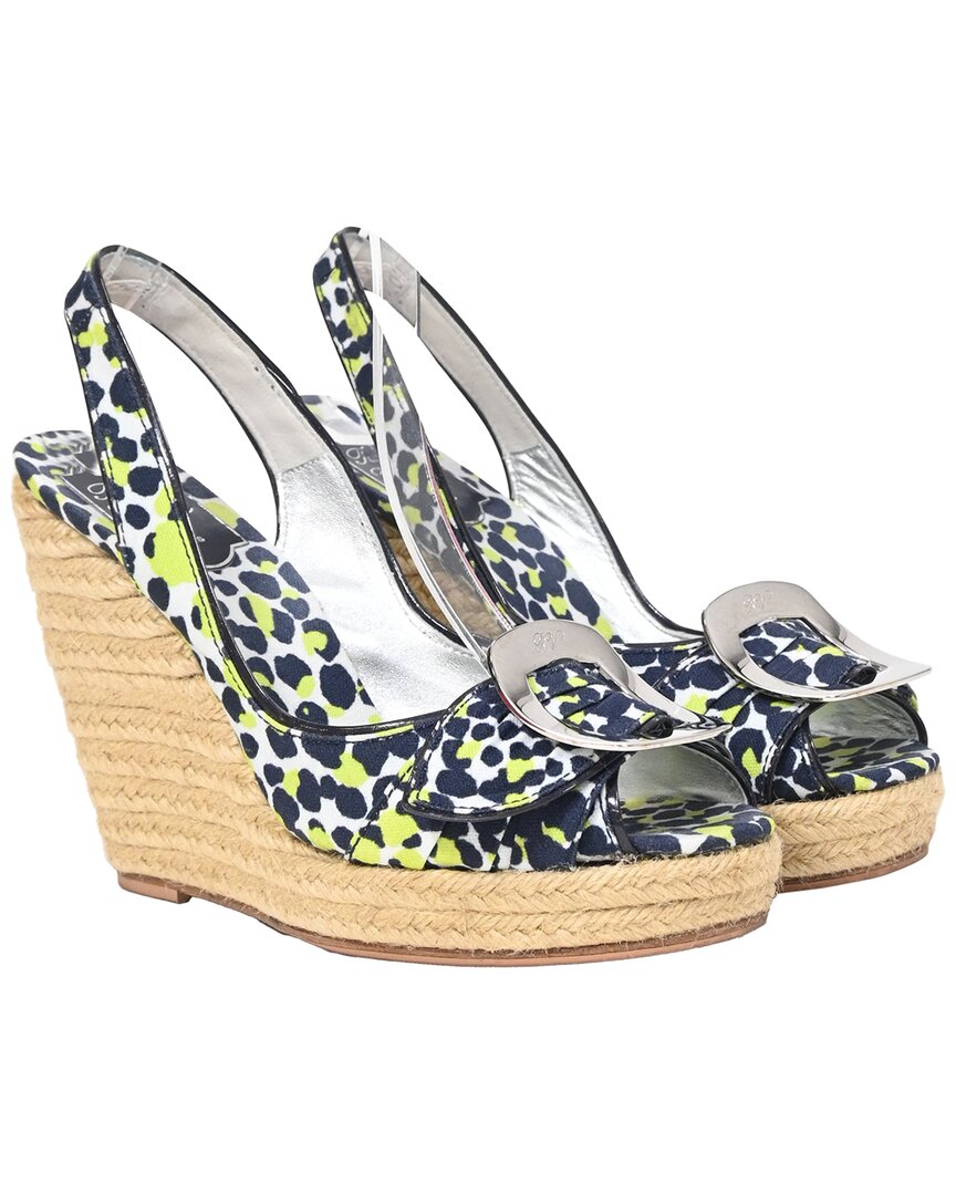 Women's Coated/Waterproof Canvas Slingback Summer Wedge  (Authentic Pre-Loved)
