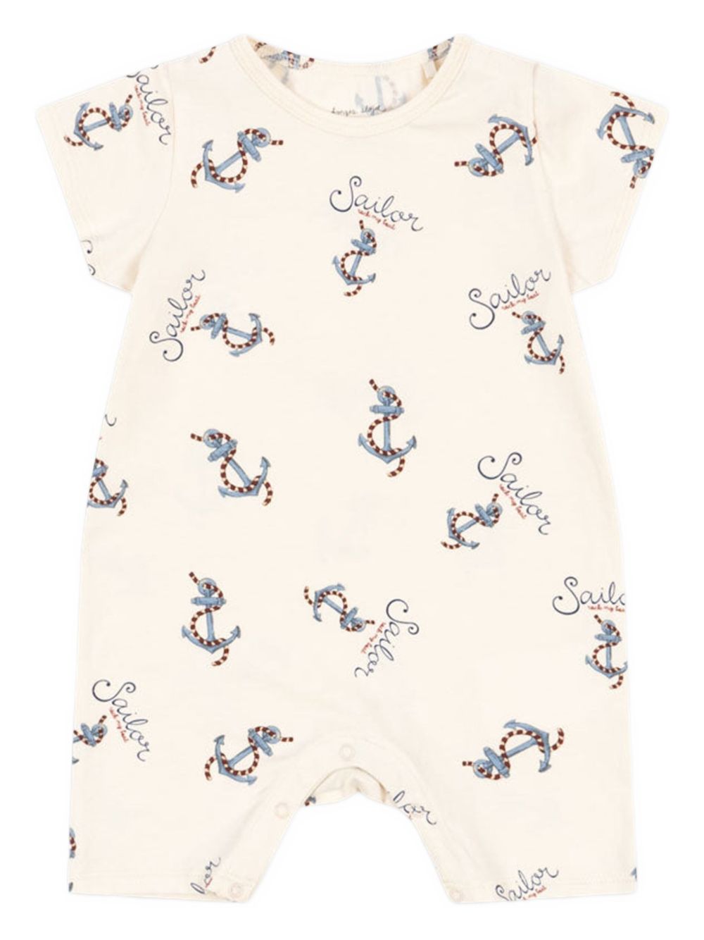 Anchor-print short-sleeve romper - Neutrals