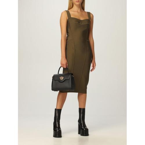 Safety pin-detail midi dress - Green