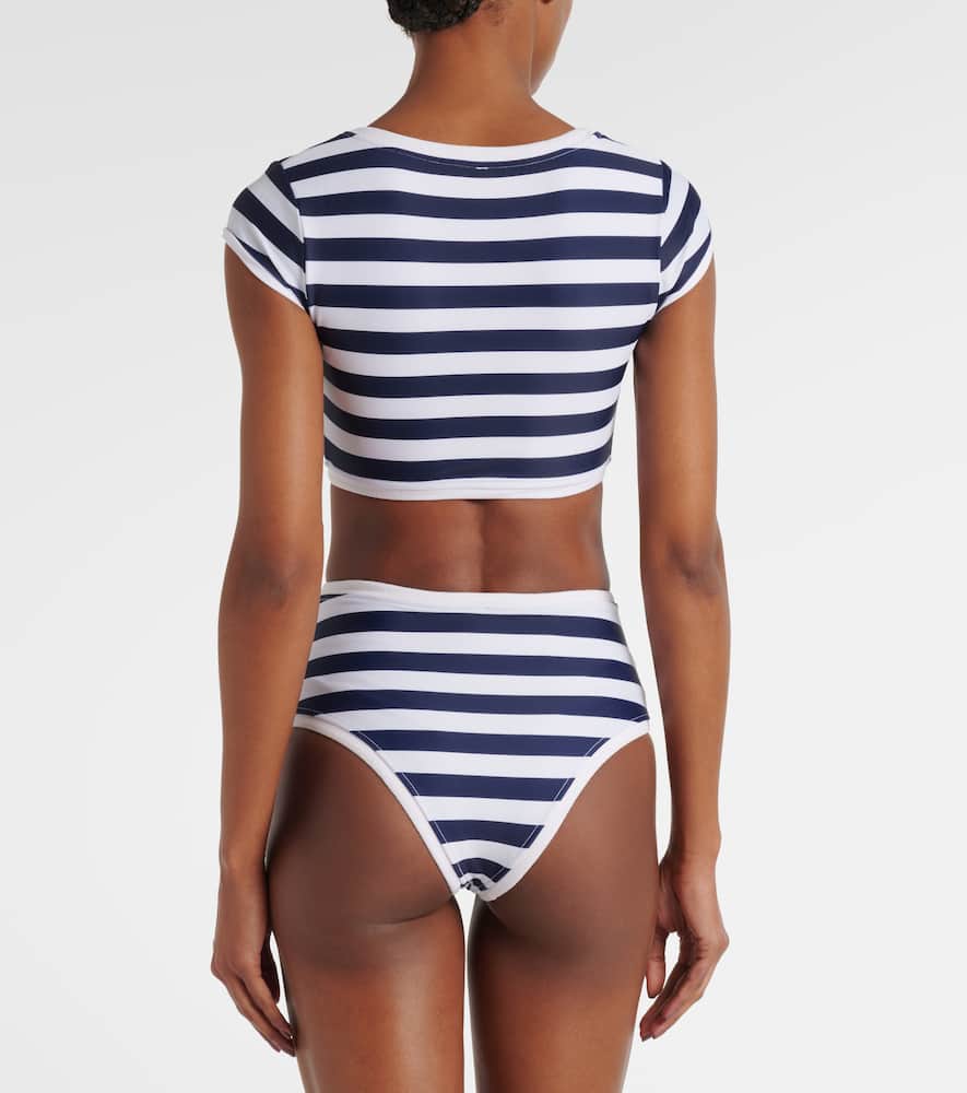 Grace striped high-rise bikini bottoms