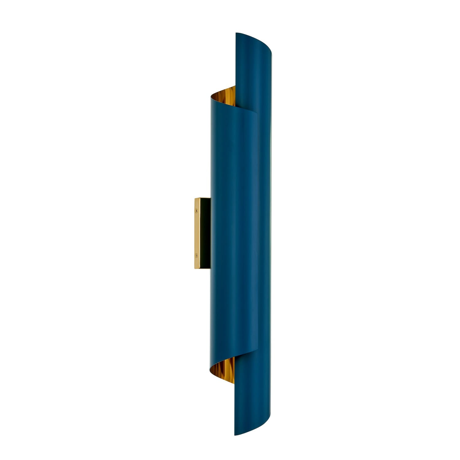 Matte Blue and Polished Brass Two Light Wall Sconce from the Piaga Collection