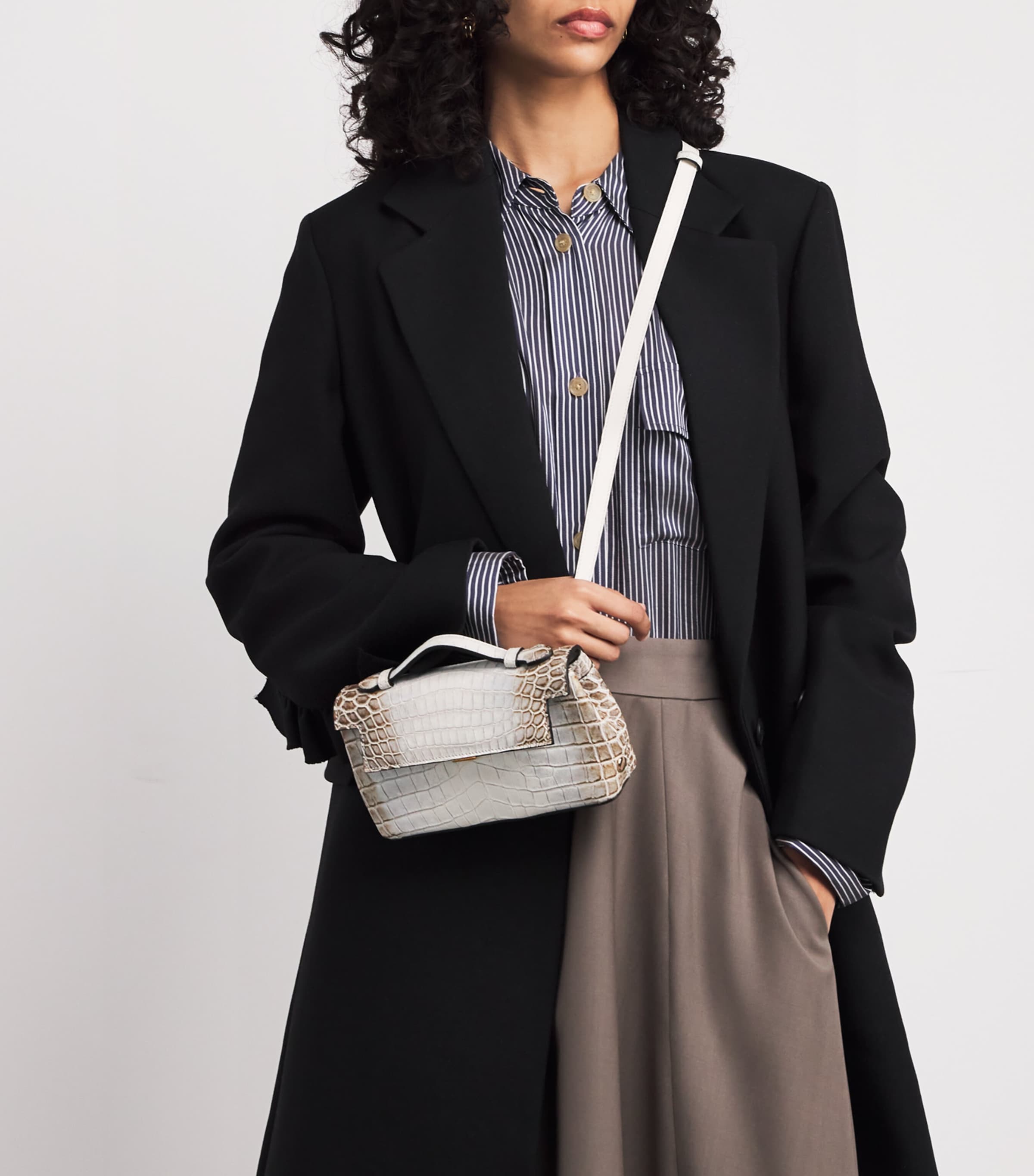 Analeena Crocodile Leather Top-Handle Bag