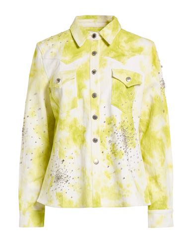 Des_phemmes Woman Denim shirt Lime green Size 2 Cotton