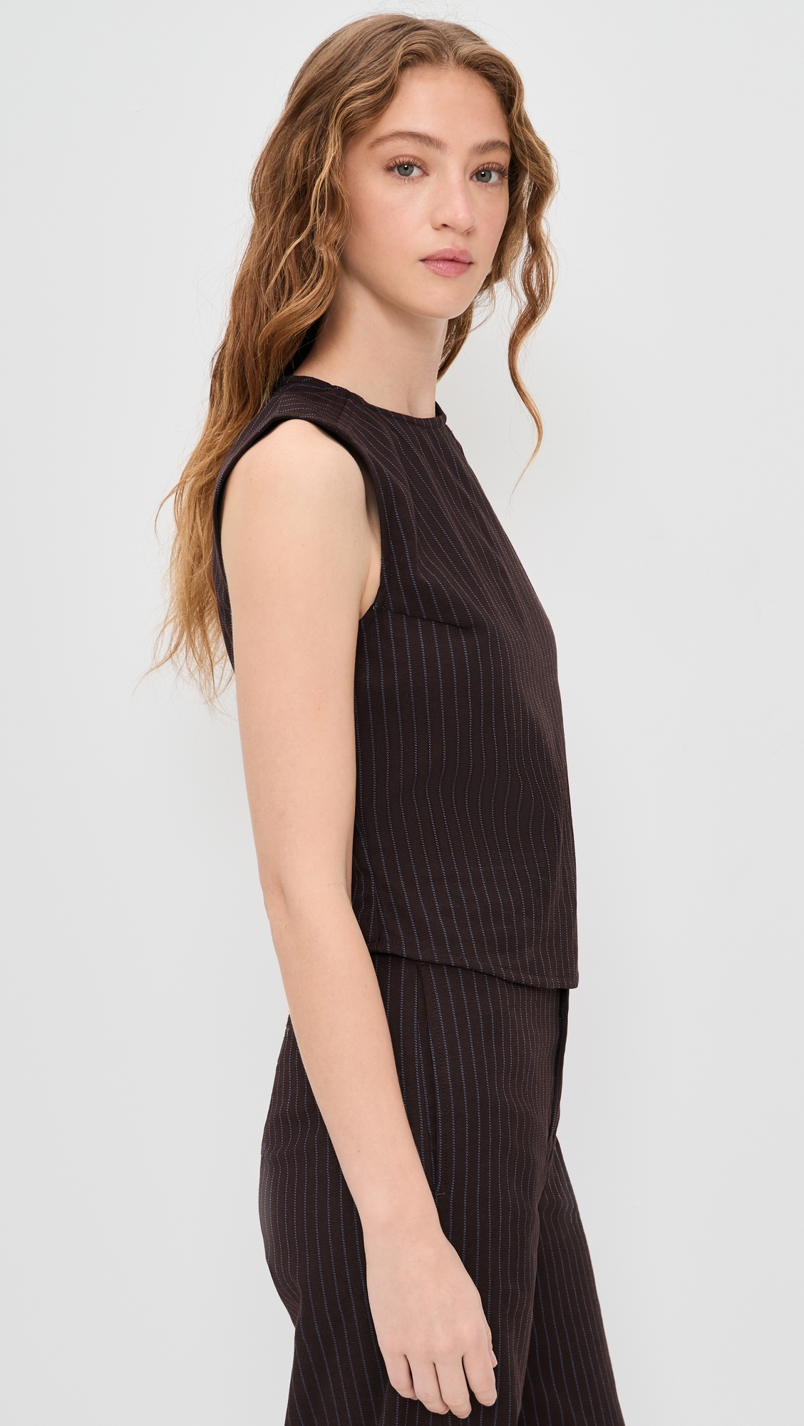 Tailored Top Brown/Blue Stripe