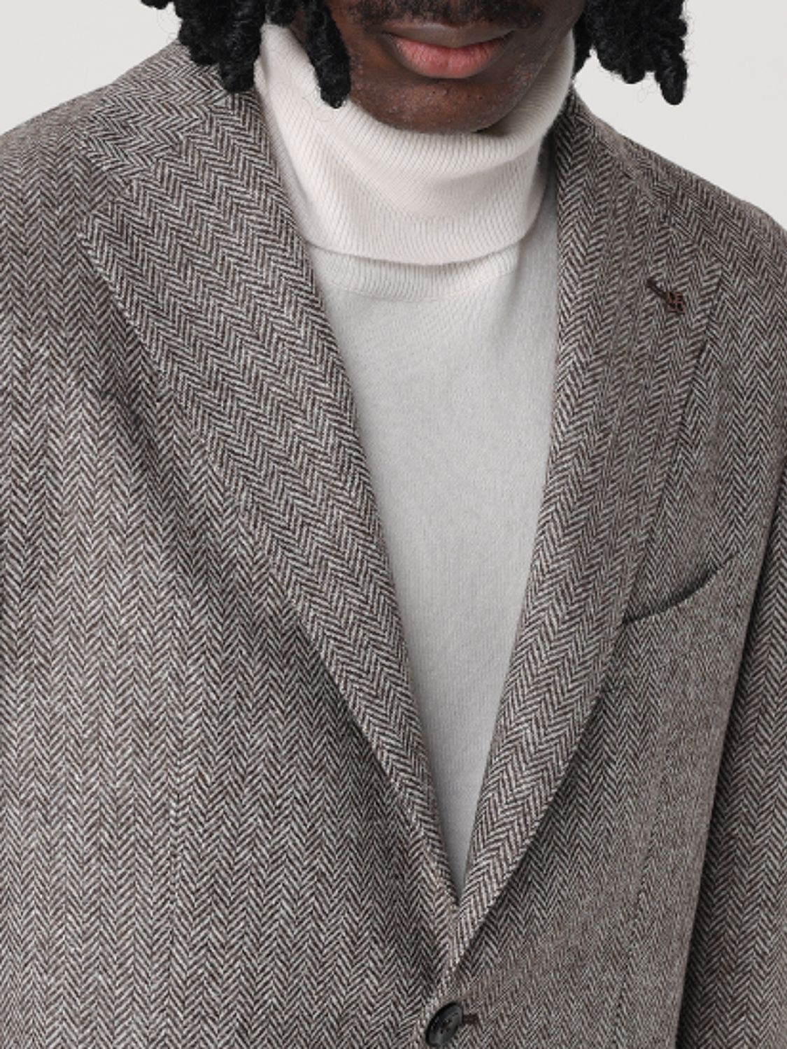 Herringbone-pattern blazer - Brown