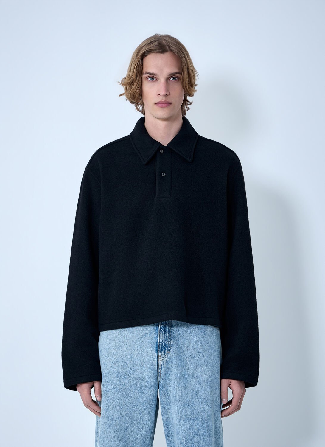 Wool Blend Polo Sweater