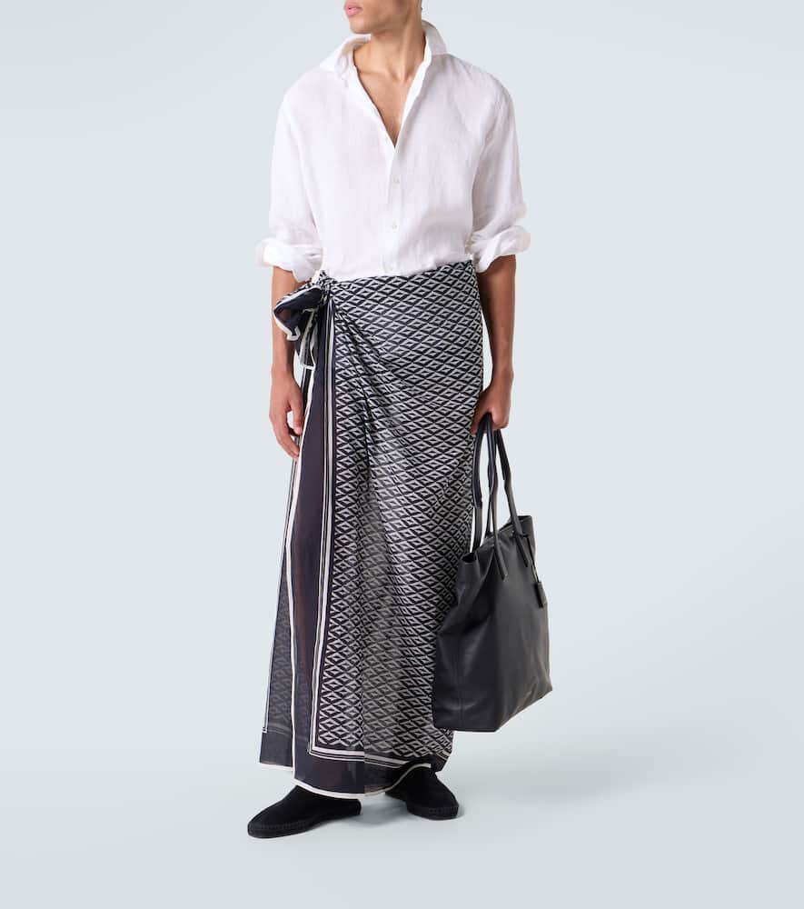 Printed cotton beach cover-up
