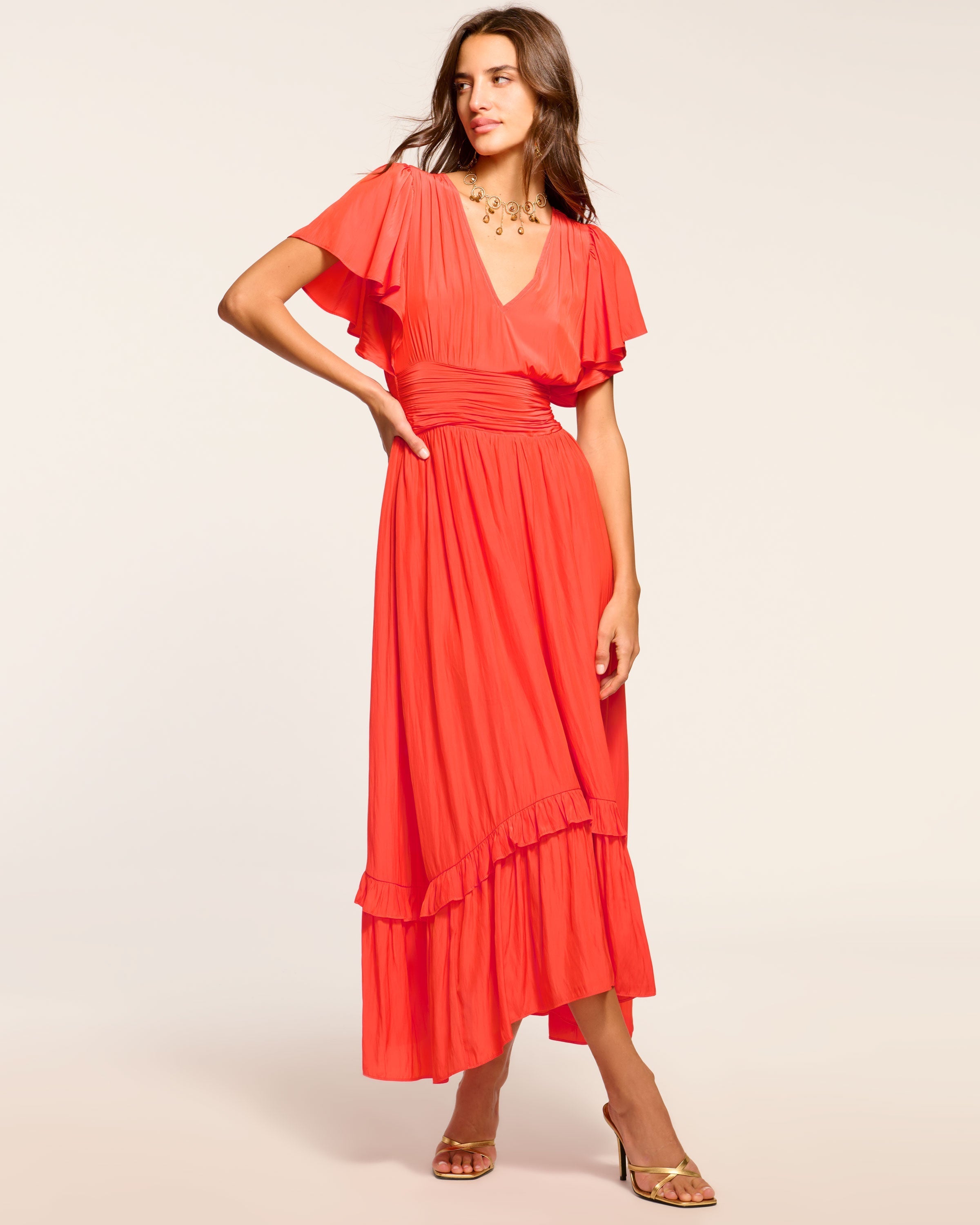 Joanie Short Sleeve Maxi Dress in Pink Petunia