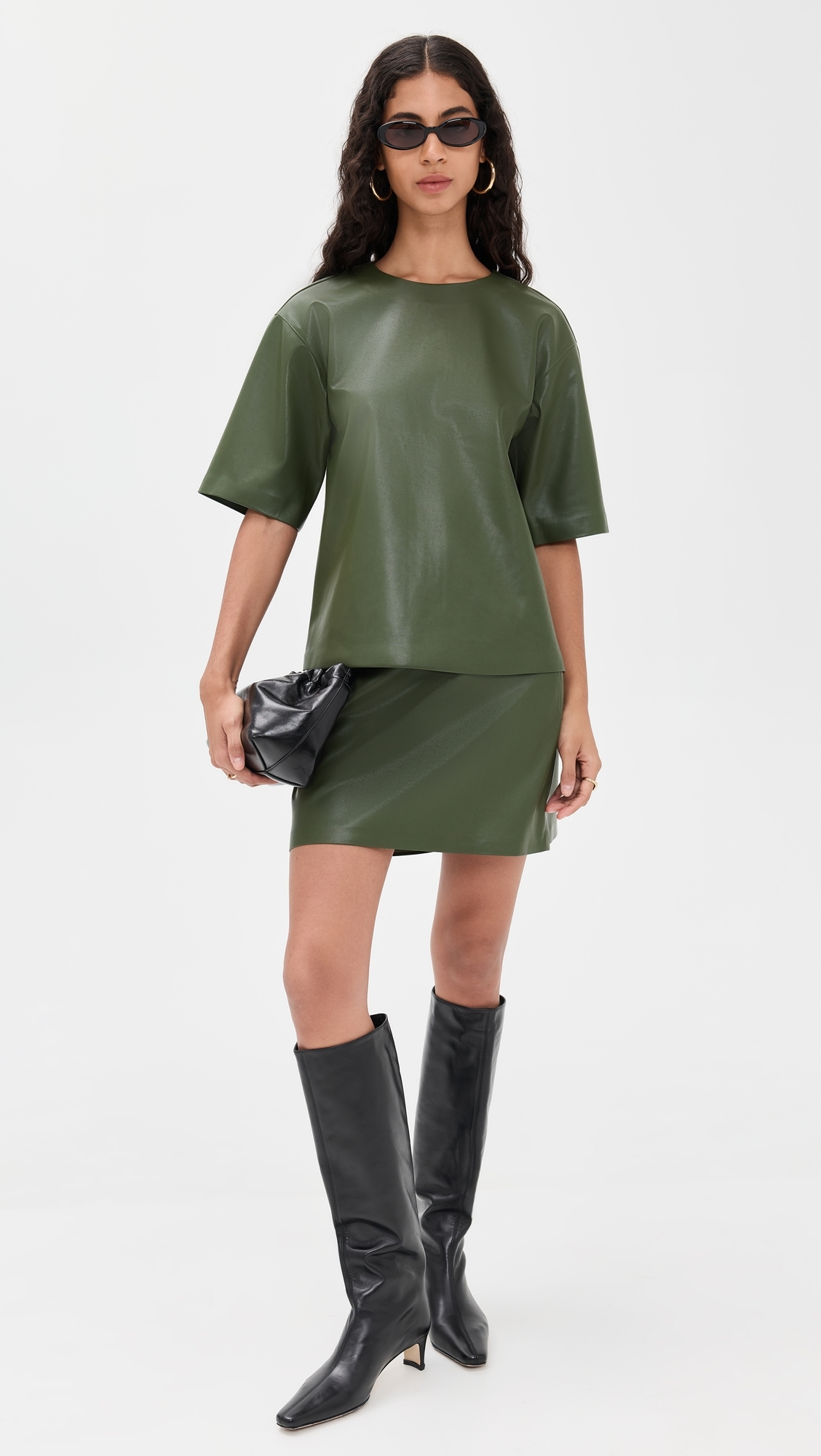 Caroline Faux Leather Tee Coffee